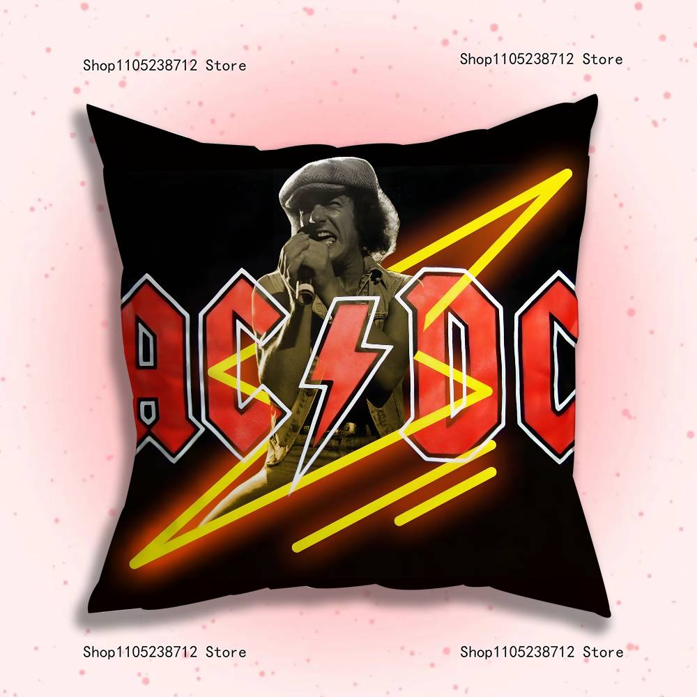 Federe Cuscino Banda Rock A-ACDC Cantante Cool Cartone Animato Divano Decorativo Casa Stampa Double-sided Corto Peluche Carino Federa Cuscino