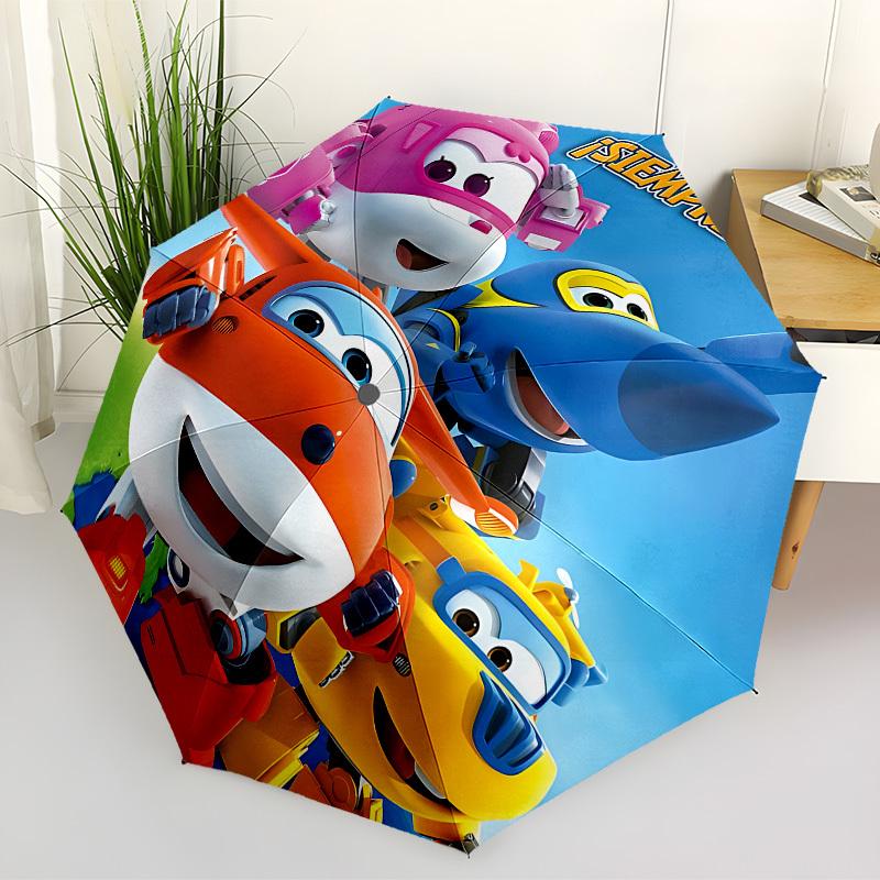 1pc Super Wings Characters Automatic Folding Umbrella, Portable Collapsible Design, Casual Outdoor Accessory L1127140