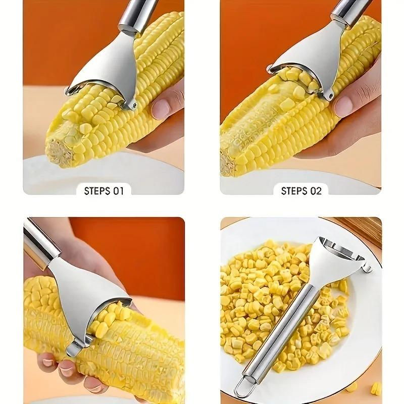 1pcs Kitchen Corn Peeling Stainless Steel Corn Planer Household Corn Peeling Manual Fresh Corn Thresher