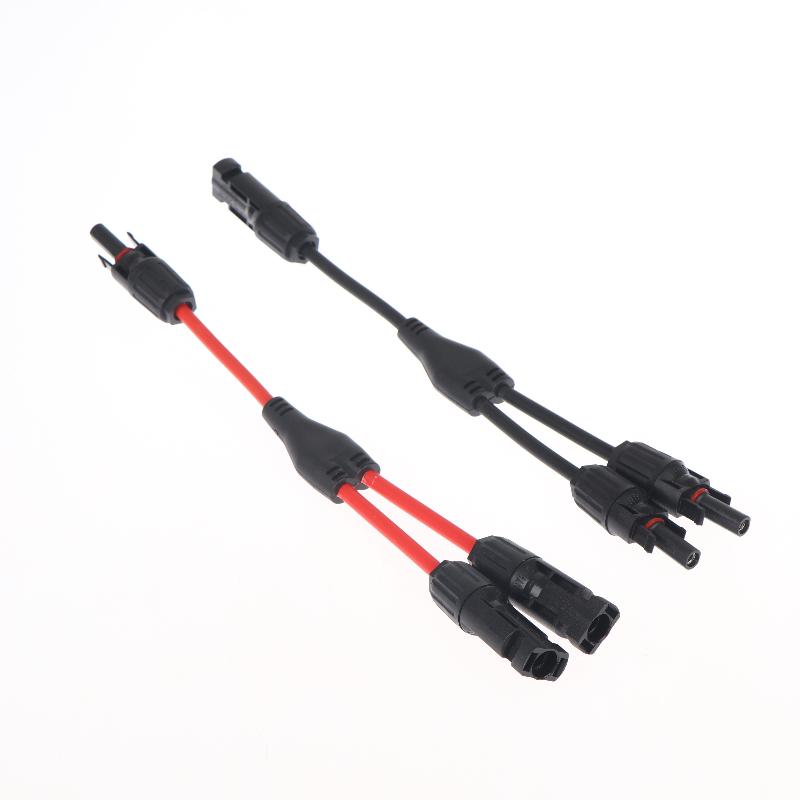 Power Solar Connectors 20A Y-Branch Cable, Solar Cable Parallel Adaptor In Pair For Solar Panel 1*M/Ff+1*F/Mm Black Red Power
