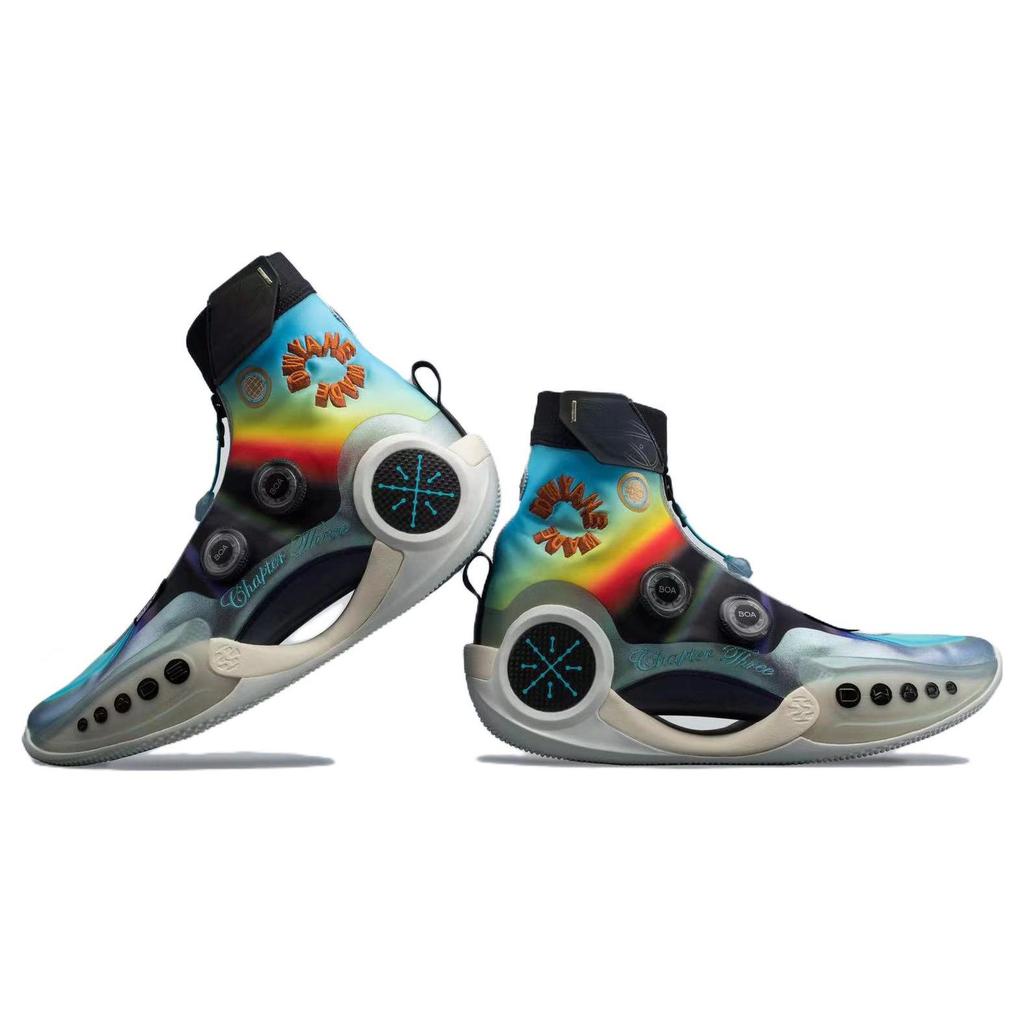 Li Ning WOW 9 Basketball Shoes Men's High top Dolphin Blue/Black/Flame Red ABER003-10