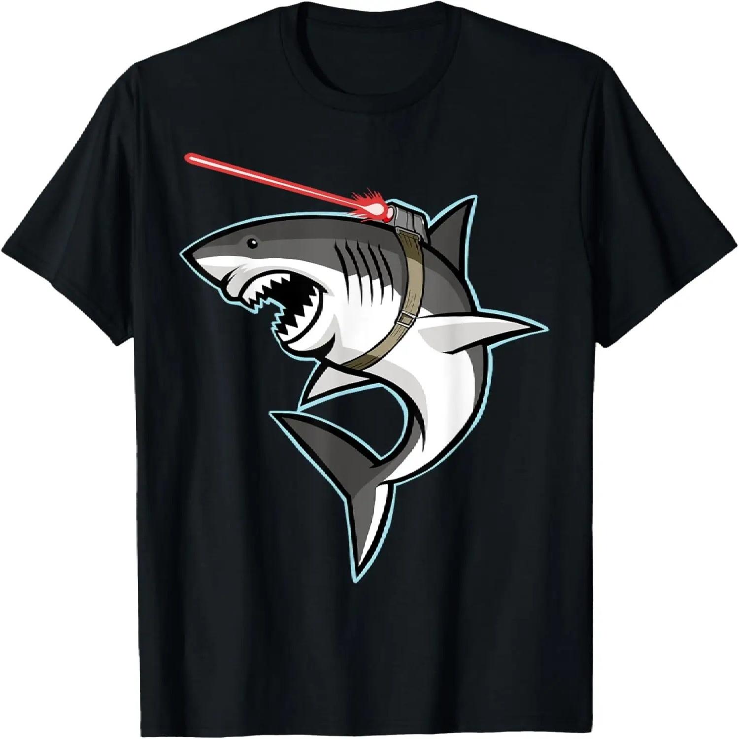 Shark with Laser Beam Graphic T-Shirt T-Shirt S чёрный