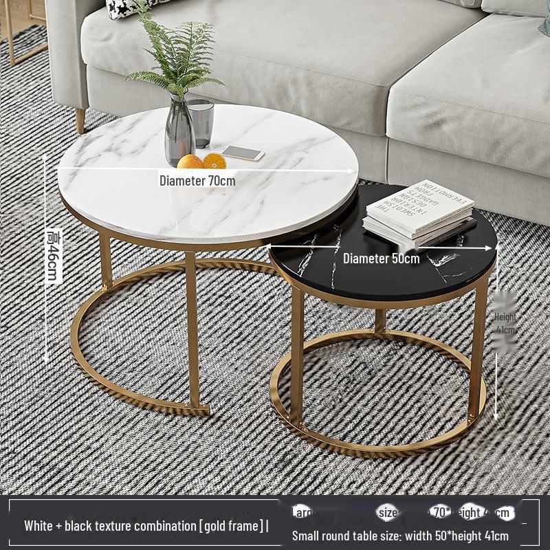 Modern Round Coffee Table: Elegant Small Side Table for Living Room or Balcony