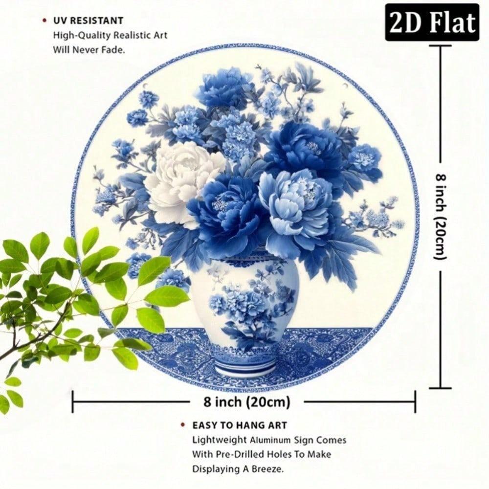 2D Flat Round Metal Sign 8 Inch White Wall Decor for Home Cafe Kitchen Restaurant Apartment Ambiance