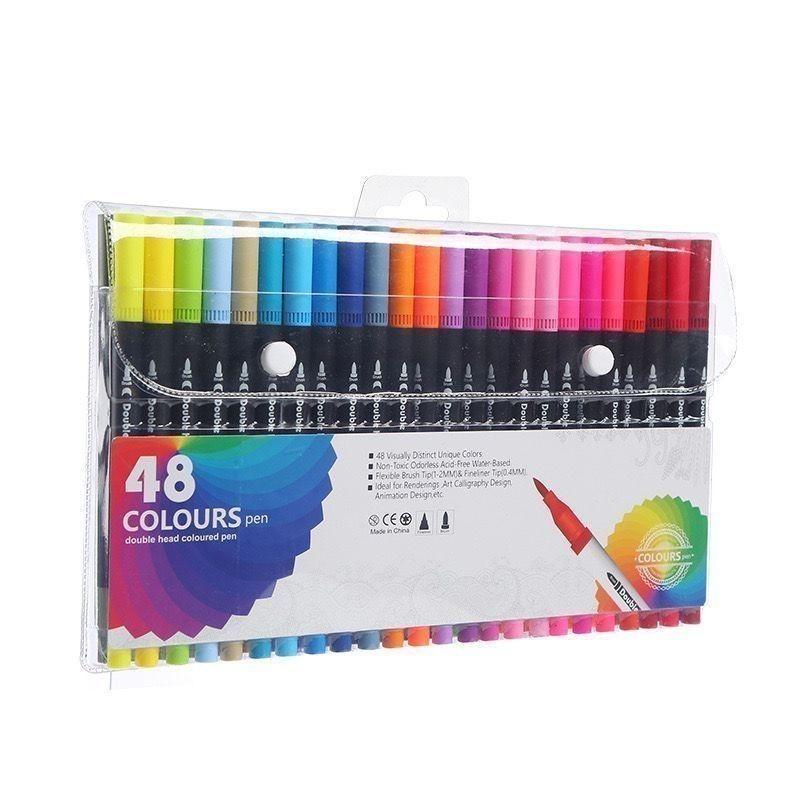 Pennarelli Artistici Doppia Punta, Pennello & Punta Fine, Adatti per Artisti per Colorare con Pennello & Punta Fine, Per Uso Professionale