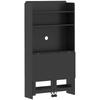 Computer Desk with Storage Shelves, Folding Top, 2 Casters, 80 x 69 x 155 cm, Black