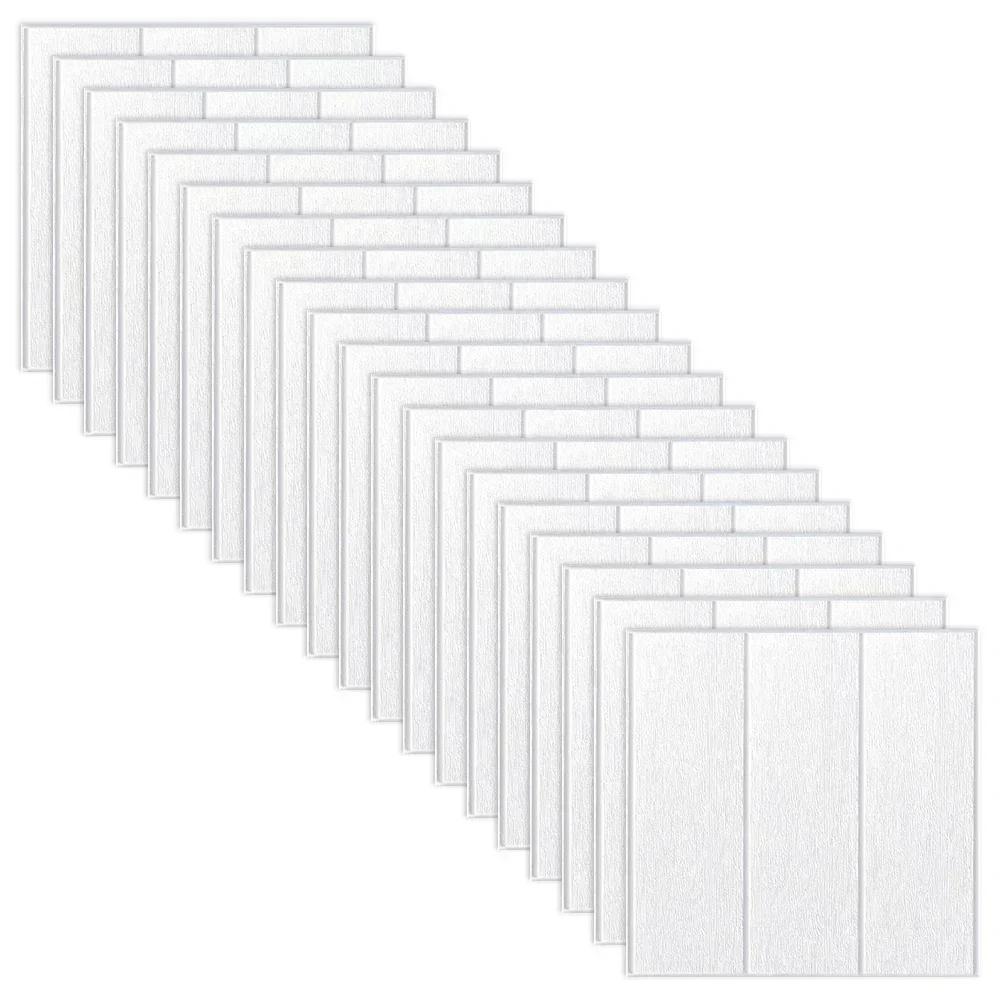

20 PCS WallpaperS Decoration Adhesive Tile Antique Soft Foam Brick WallpaperS Living Room Ceiling TV Arts Wall 3D Wall Stickers білий