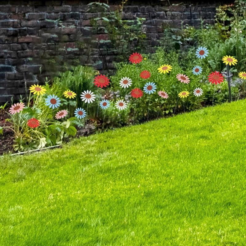 Sunflower Windmill Metal Pinwheel Garden Stake Wind Spinner Sculptures For Outdoor Garden Balcony Patio Lawn Decoration