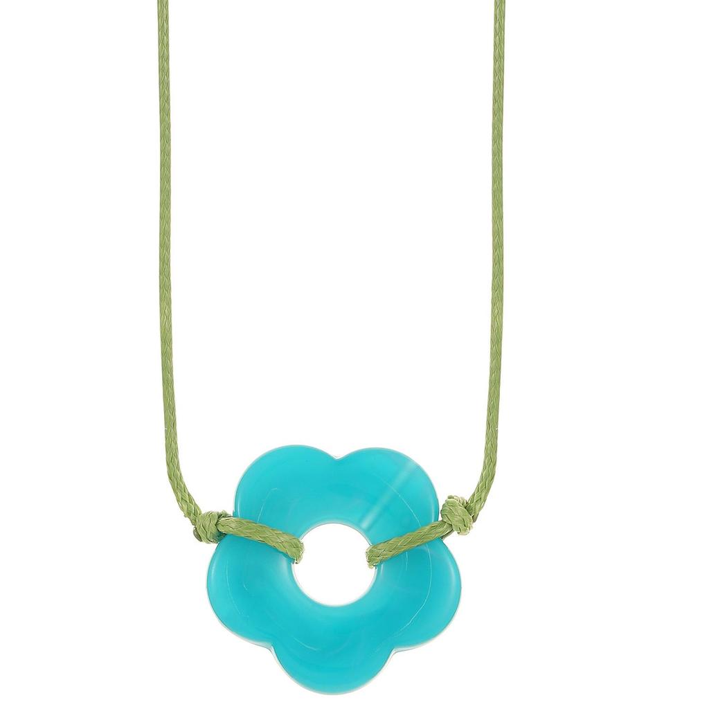 Retro Minimalist Fashion Free Knotting Flower Pendant Wax Thread Necklace Clavicle Chain