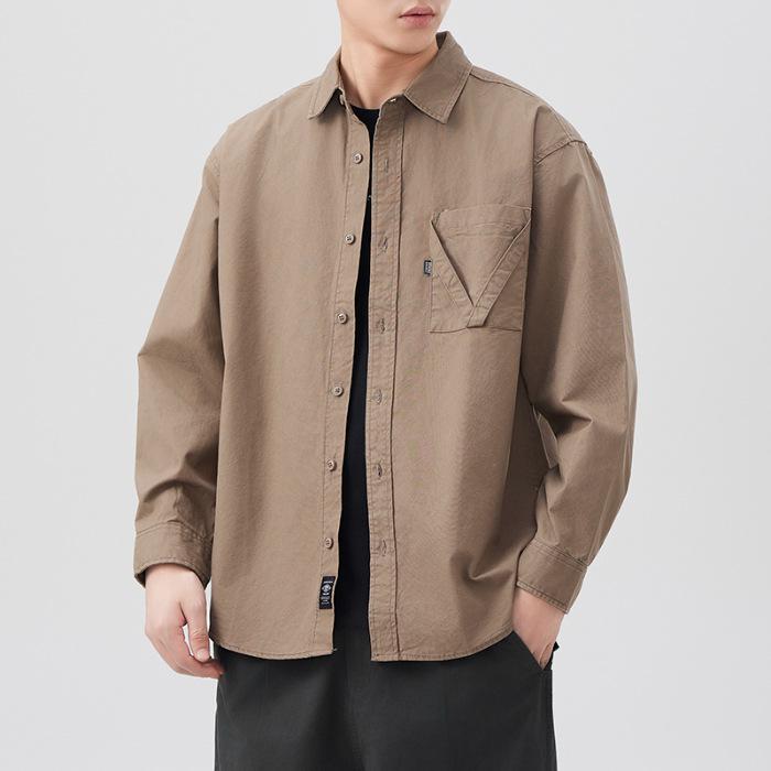 

Japanese Retro Work Shirt Men s Trendy Loose Casual American Spring New Shirt 4XL