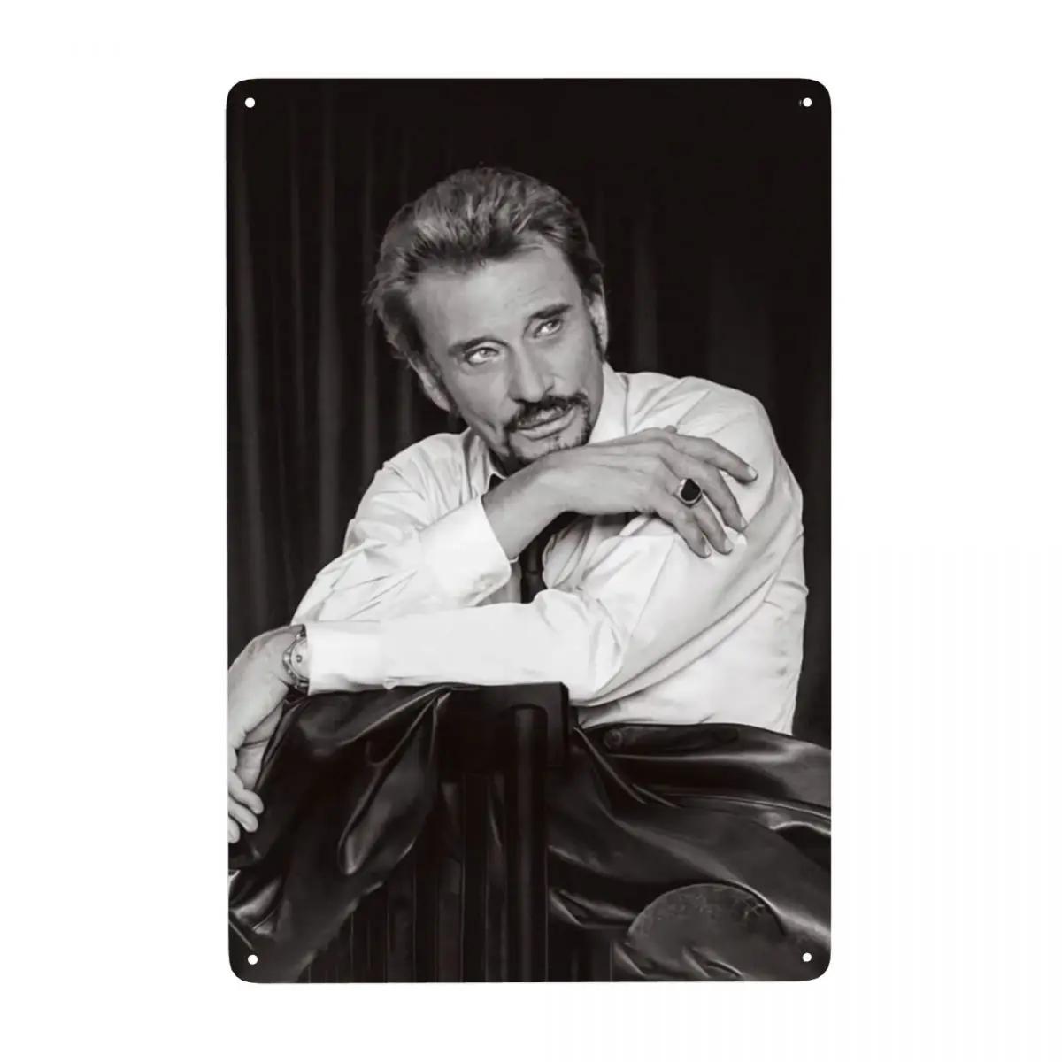 

French Rock Johnny Hallyday Sign Custom Retro France Singer Metal Plaques for Club Cafe Restaurant Man Cave Bar Wall Art Decor 20x30cm（7.8x11.8inch）