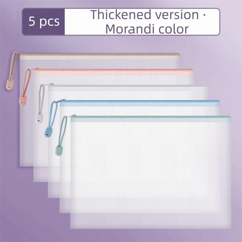 Clear Mesh Zipper Bags Waterproof File Pouch Essential Document Storage Bag Homework