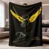 2026 Latest Flannel Throw Blanket | Cozy Polyester Flannel with Unique Warrior & Dragon Design, Soft, Reversible, Perfect for Couch, Bed, Office, and