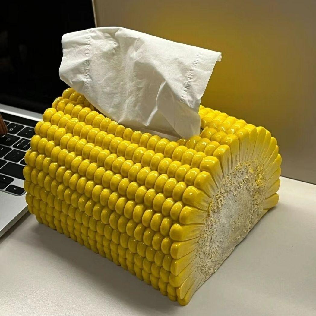 Creative retro gold corn Xiaohongshu same hamburger tissue box living room home creative tissue box storage box Corn tissue box large