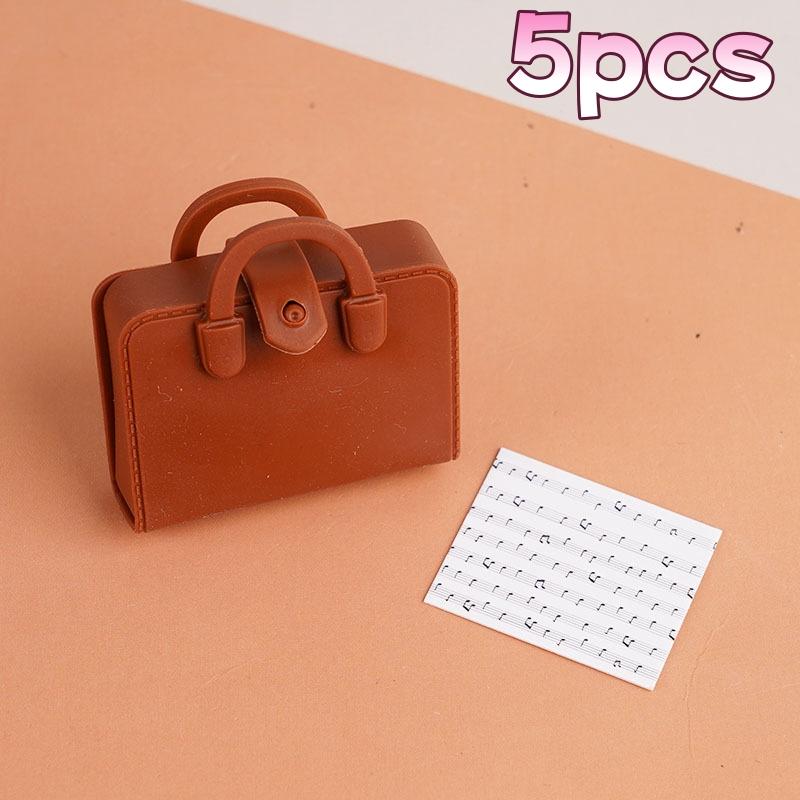 5Pcs Dolls Mini Bags Clothes Accessories 1/12 Dollhouse Simulated Handbag School Bag Music Score Model Study Decoration Toys