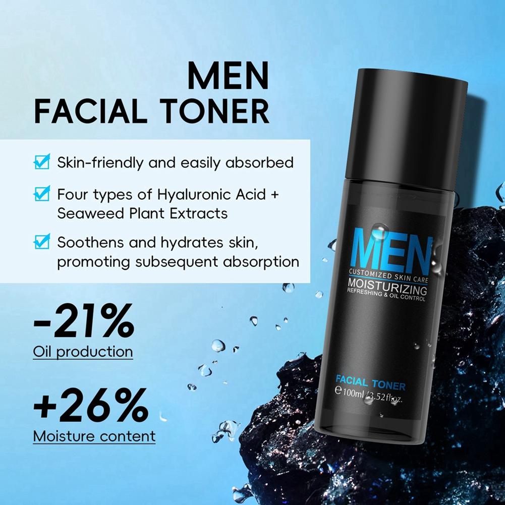 Men's Daily Skincare Set Facial Cleanser Toner Cream 3 In 1 Grooming Set