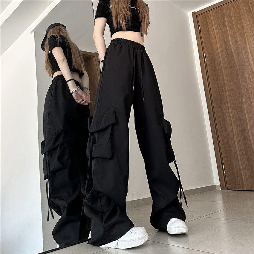Unisex High-Waist Retro Work Pants, Wide-Leg, Loose-Fit for Spring, Summer, or Autumn