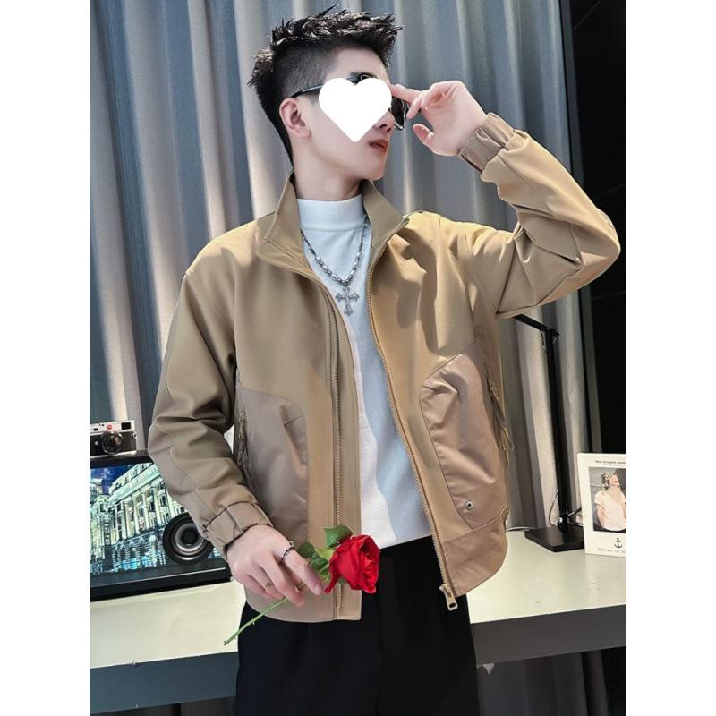 Spring and Autumn Clothes and Jackets Men's Casual Stand Collar Versatile Gowns New Men's Tops Handsome Jackets