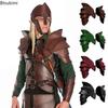 Medieval Knight Double Shoulder Armor PU Leather Pauldrons Spaulder Elf Archer Cosplay Costume Halloween Party Club Props Larp