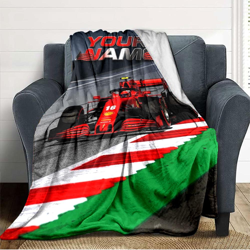 Name Custom Racing Poster Print Flannel Blanket High Quality Warm Comfortable Cover for All Seasons Perfect for Gifts Home Decor
