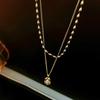2-Piece French Vintage Folded Pearl Water Drop Double Necklace Elegant ins Versatile Necklace