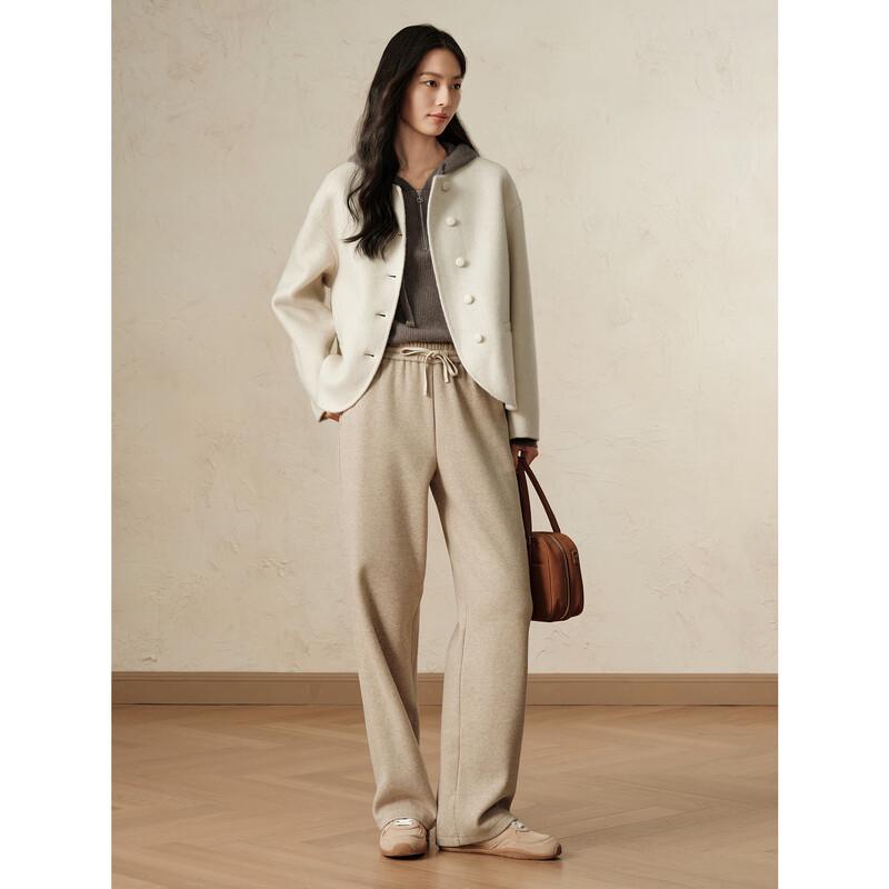 Jiuzi Anna Colle Grey Series Women's Wool Double-faced Coat