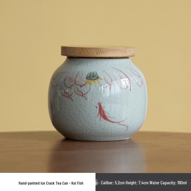 Hand-painted Lotus Ceramic Tea Storage Jar