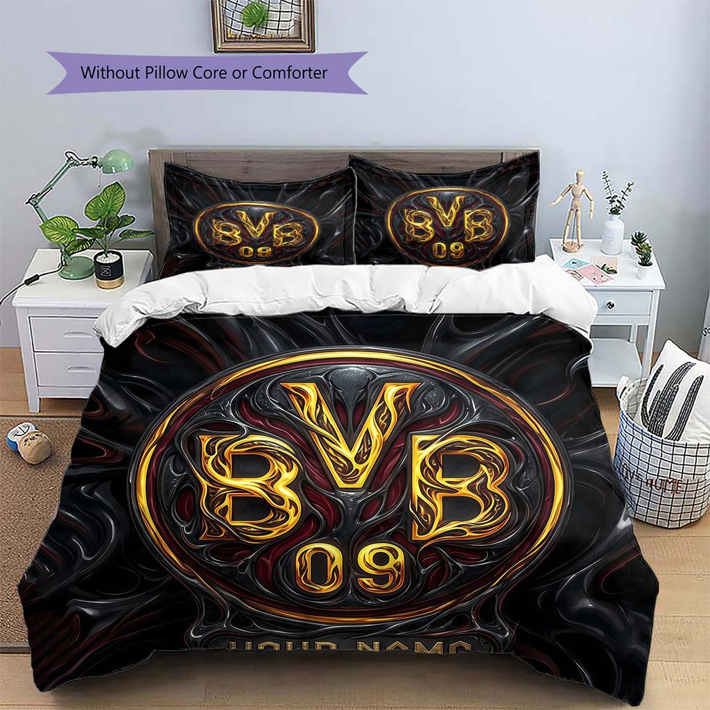 Custom Name BVB Pattern Bedding Quilt Set  Home Decoration  Gift (1 * Duvet Cover + 2 * Pillowcase  Without Core)