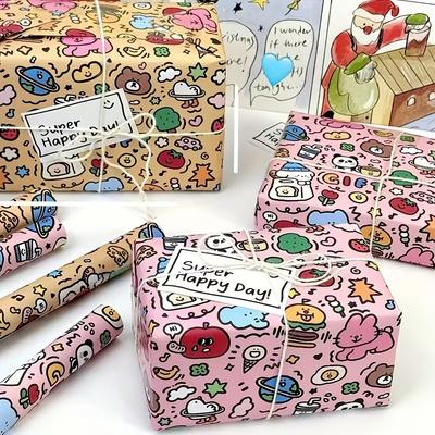 3-teiliges Set buntes Graffiti-Geschenkpapier - Großes Papier für Geburtstags-, Weihnachts- und Valentinstagsgeschenke