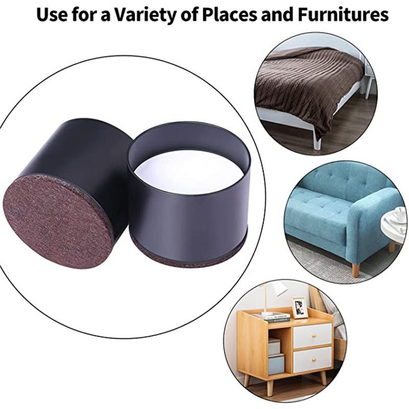 2/4 Piezas Elevadores de Muebles para Cama Elevación en Alturas Elevadores de Alta Resistencia para Sofá Sillón Escritorio Mesa Negro Redondo Cuadrado Protector de Suelo