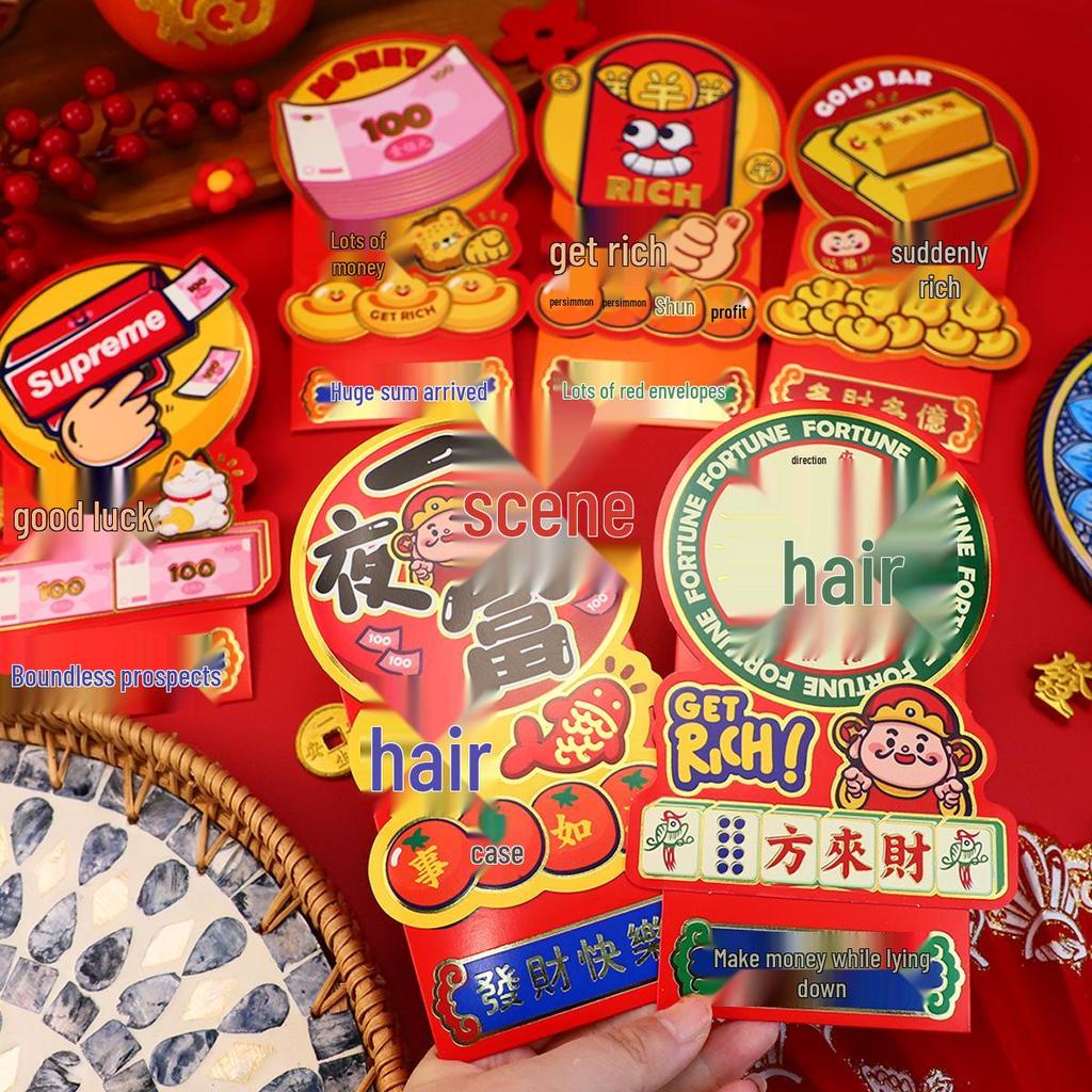 Prémiová 3D červená obálka Rok hada 2025 - Nová kreslená Lai See pro čínský Nový rok