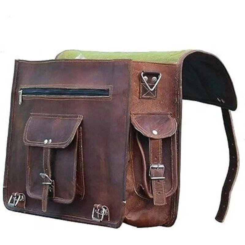 Vintage Brown Leather Messenger Shoulder Laptop Bag Briefcase Leather Bag.