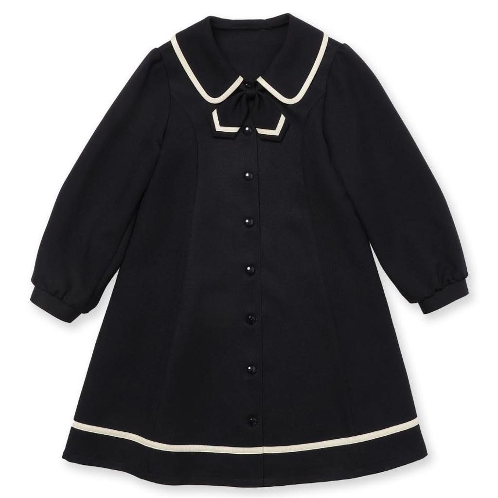 Chopin School Entrance Ceremony Sailor Long Piping Dress with Size Navy Girls' Dress, 2-Way, Collar, Sleeve, Ribbon, 110cm, (7376-2356)