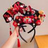 Flower Chinese Style Headwear Velvet Bow Hanfu Headwear Ancient Style Gege Headband Children