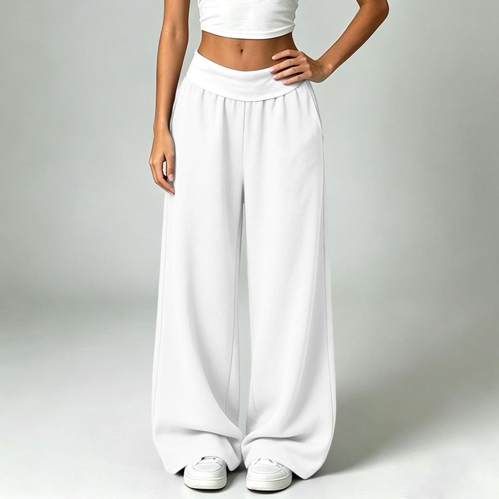 Women's Casual Color Block High Waist Loose Wide Leg Sweatpants