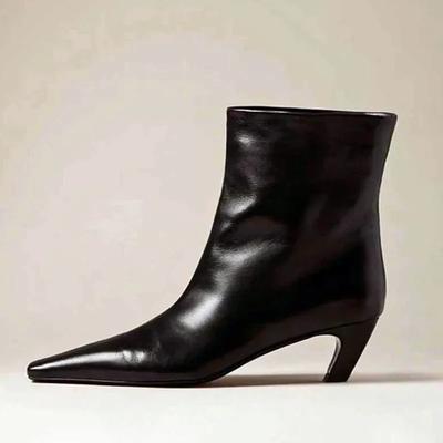 Sexy Pointed Toe Soft Leather Women's Boots Elegant Thin Low Heel Ankle Boots for Women High Quality Designer Shoes Botas Mujer