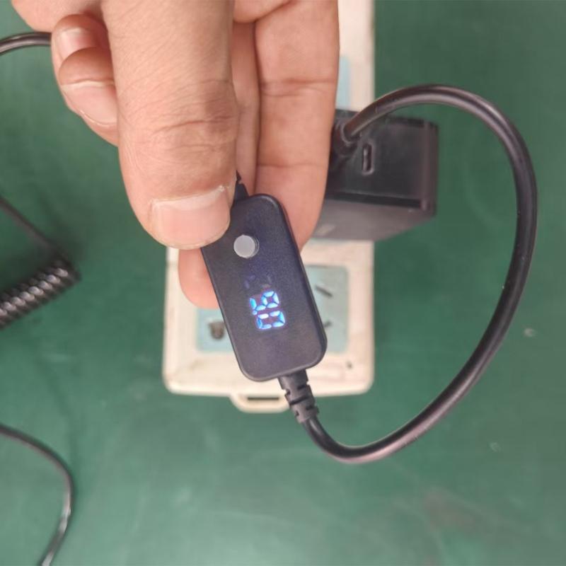 Type C To 5.5x2.5mm Charging Wire With Digital Display 5V 9V 12V 15V 20V Adjustable with 3.5mm Connector for Electronic