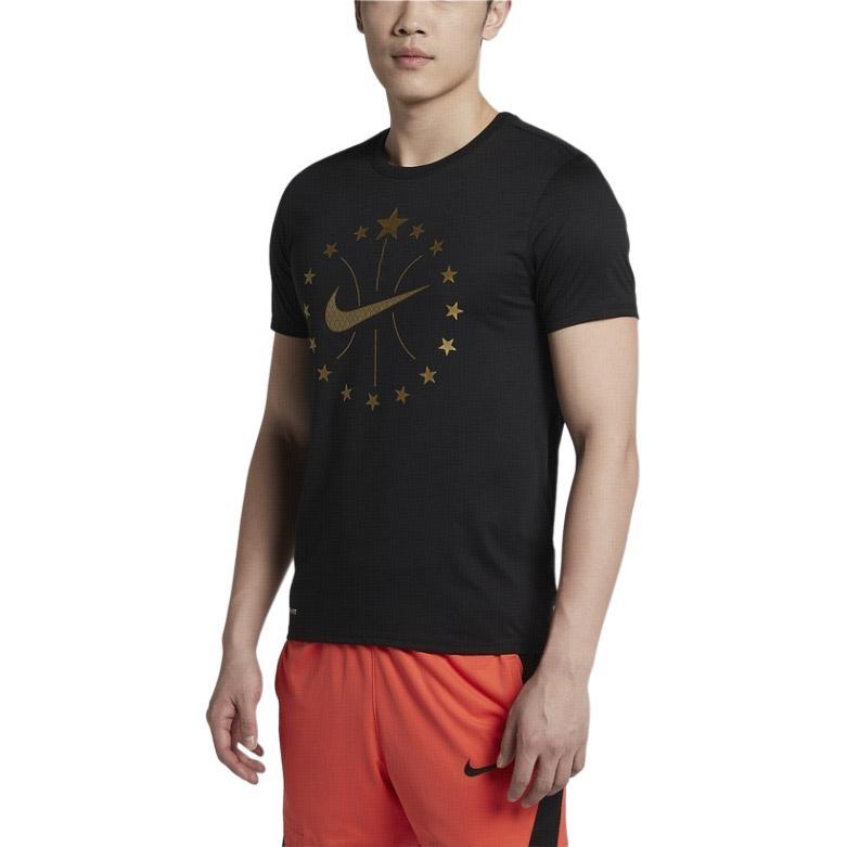 Nike Bronzing Logo Sports Quick Dry Basketball Short Sleeve Black Men's 913343-010