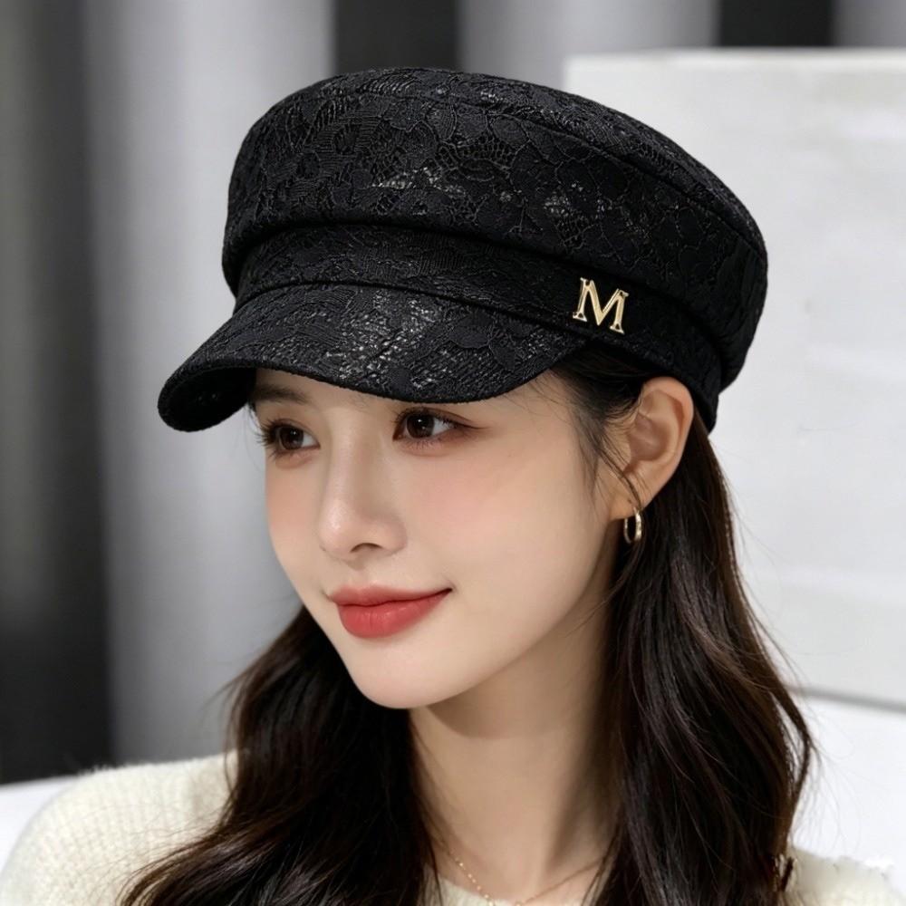 Fashion Lace Women'S Lace Beret Cap Vintage Sun Protection Baker Boy Cap Breathable Mesh Sailor Beret Cap Women