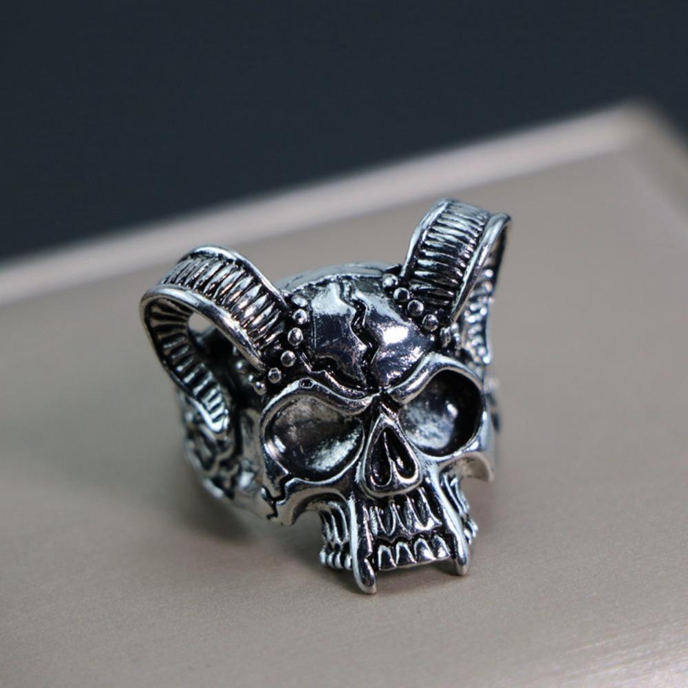 European and American Men's Trendy Metal Ring, Retro Style Cool and Handsome Design Totem Geometric Men's Ring