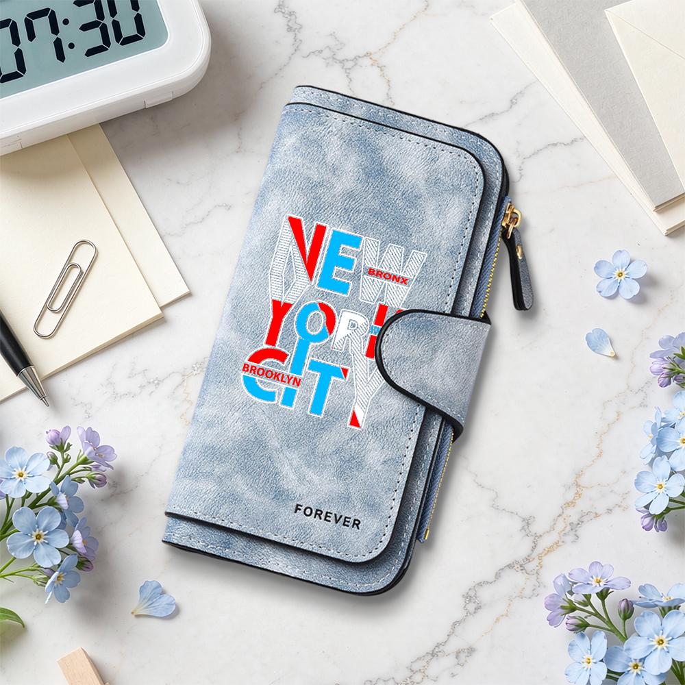 Stylish New York Themed Long Wallet for Daily Use with Card Slots Portable Casual Durable Coin Purse for Outdoor Travel
