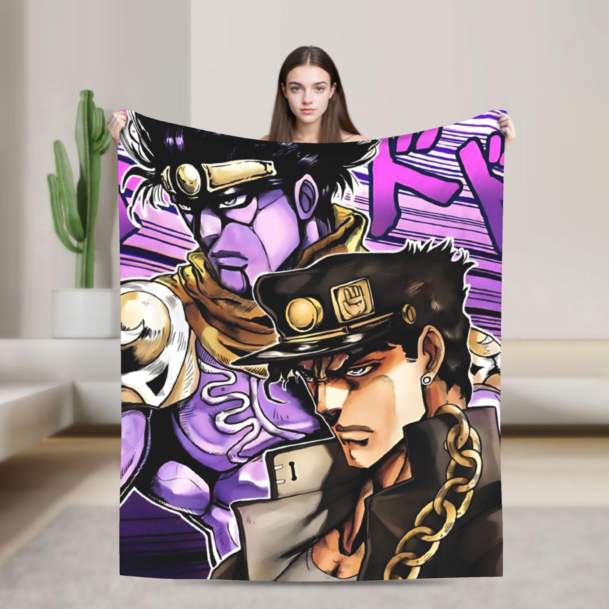 Bizarre Adventure Knitted Blanket Anime Flannel Throw Blanket Home Couch Decoration Soft Warm Bedspread 30x40in