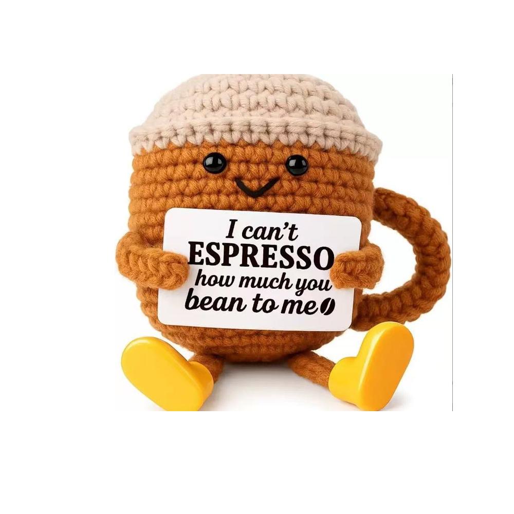 Positive Crochet Doll New Year Gift Funny Emotional Support Doll Handwoven Mini Animal Desk Decor
