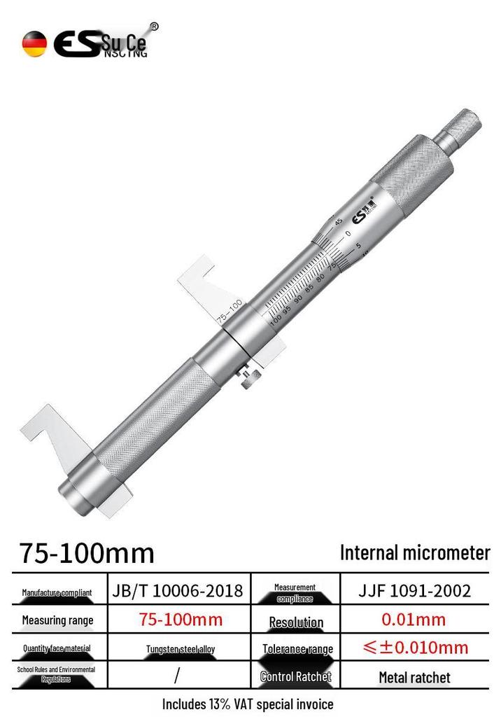 High-Precision Micrometer Gauge for Outer/Inner Diameter & Thickness Measurement