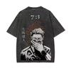 Nanami Kento T-shirt Jujutsu Kaisen Rapporto Anime Uomo Vintage Lavaggio Acido Cotone Streetwear Harajuku Top estate nuovo