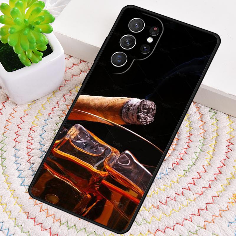 Cigar Whiskey Ice Drink Phone Case for Samsung Galaxy note 10 pro S26 Ultra S23 S24 FE S25 S21 S22 PLUS shockproof Cove