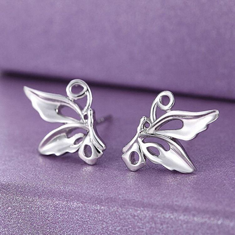 Chic Korean-Style Hollow-Out Butterfly Earrings Electroplated