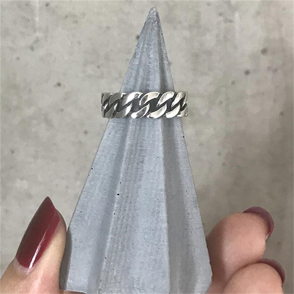 Корейский ретро старый серебряный craft chain twist ring открытое кольцо кольцо ювелирные изделия tide