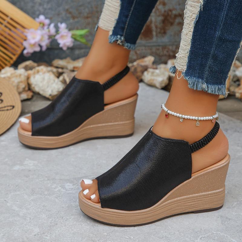 Fashion Shoes Cswo01 Women's Peeping Toe Wedge Sandals For Summer Platform For Thick Bottom Sandals Casual Roman Shoes For Cm
