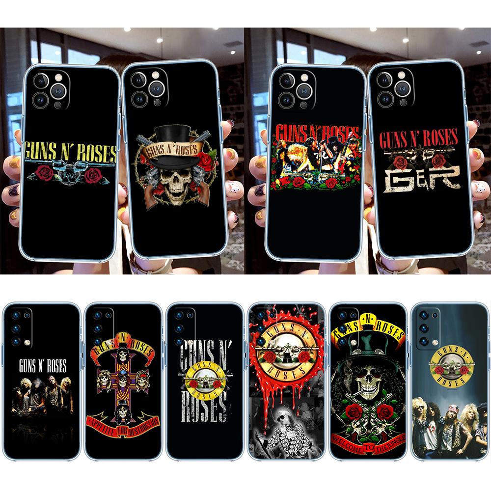 BH24 G-guns R-roses Transparent Phone Case for Samsung Galaxy A04 A04S A14 A23 A34 A54 M23 M33 M52 M53